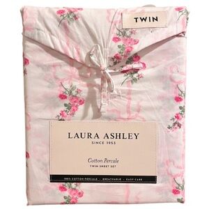🆕- Laura Ashley Floral Coquette Viral Pink Bow Twin Sheet Set